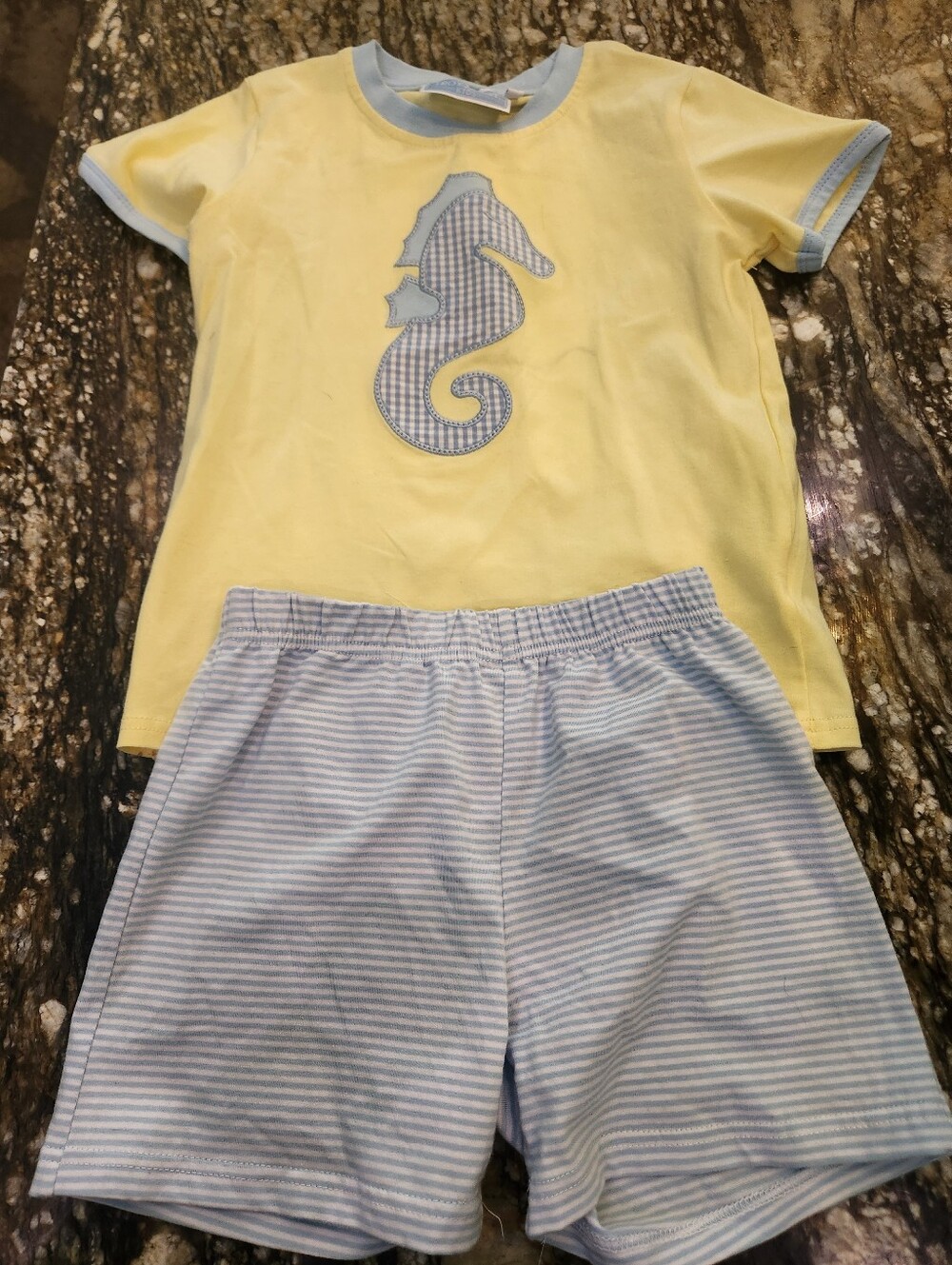 Children's Yellow & Light Blue Seahorse Matching Set